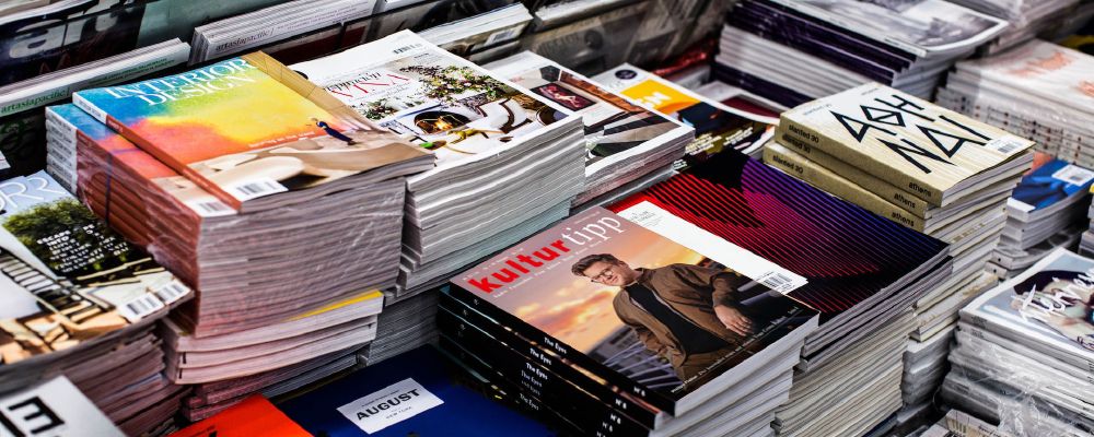 Piles of magazines